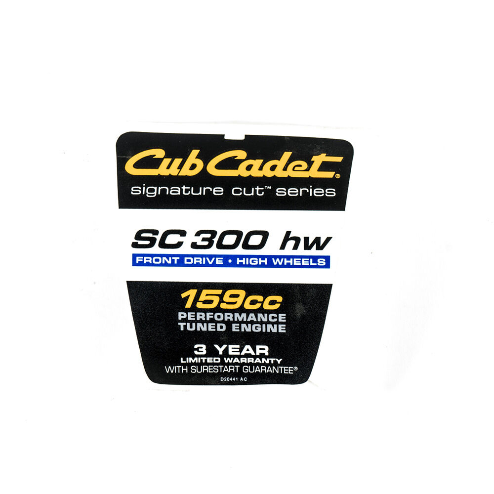 Cub cadet signature cut series sc 300 hw sales