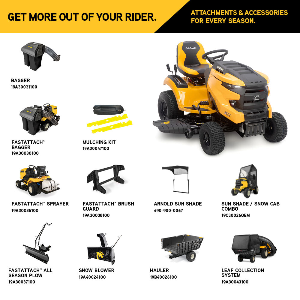 Cub Cadet XT1 LT46 attachments and accessories