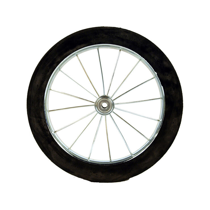 14" x 1.75" wire spoke wheel. 27/16" symmetric hub. 1/2" ball bearing