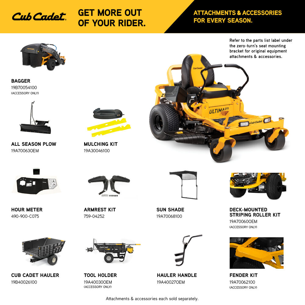 Cub cadet zero turn accessories clearance