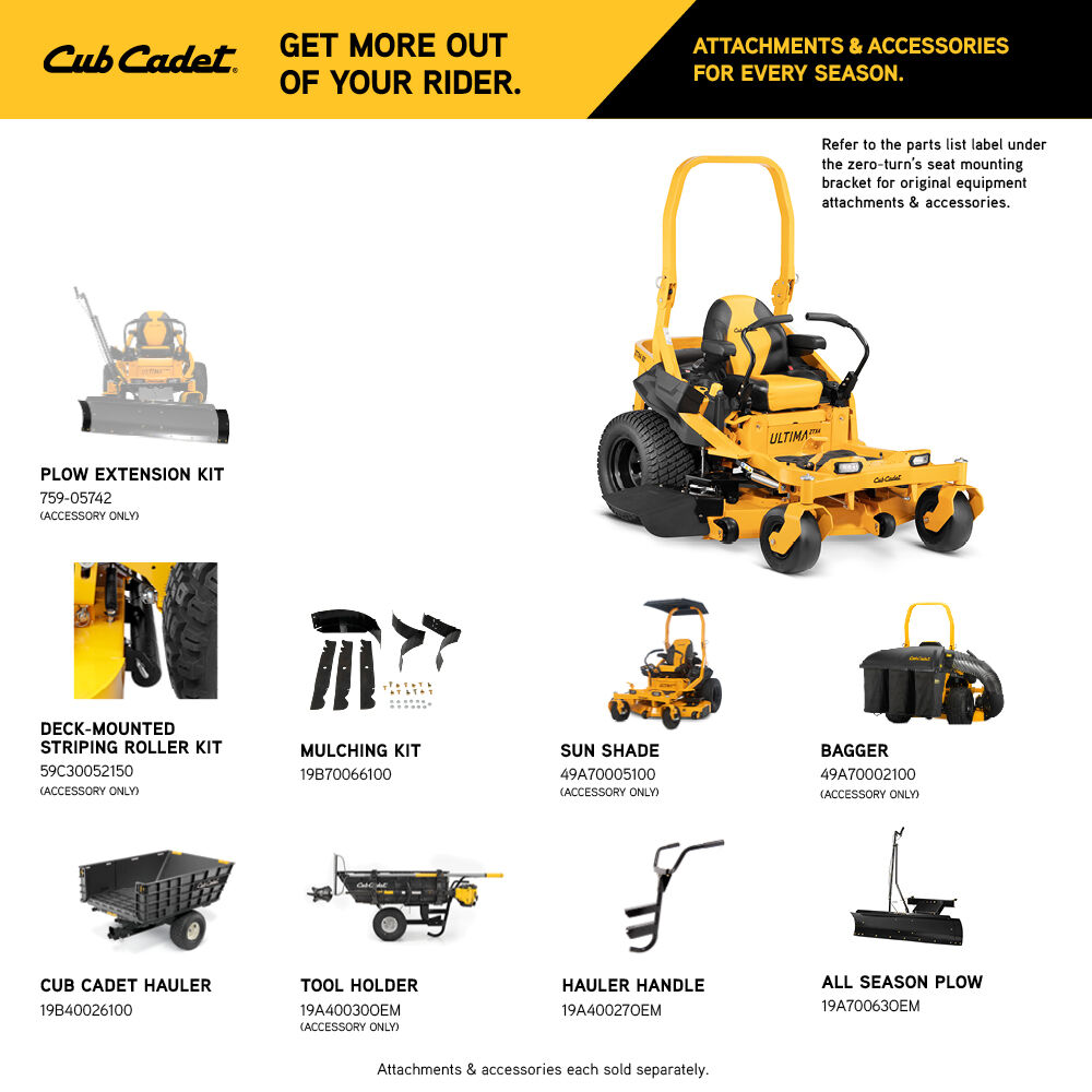 Cub cadet zero best sale turn mower attachments