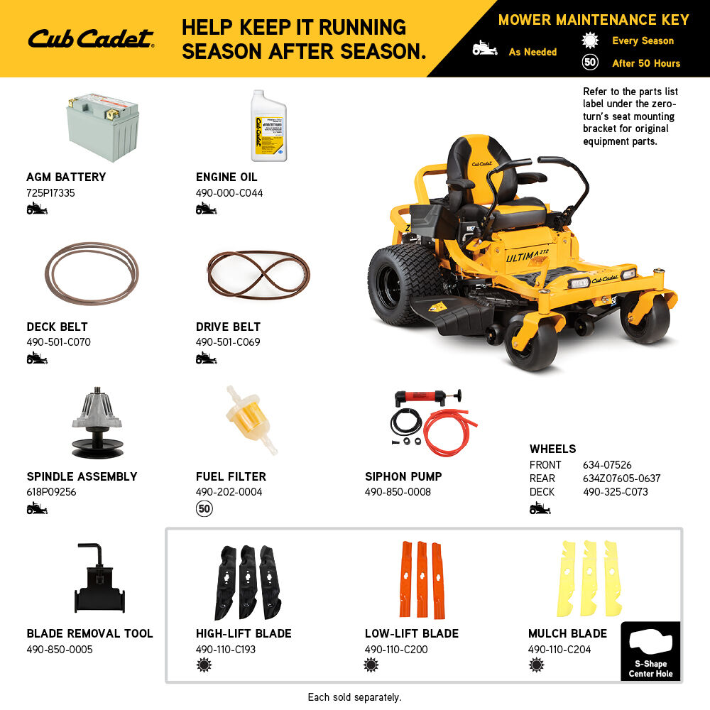 Cub Cadet Ultima ZT2 50 parts diagram