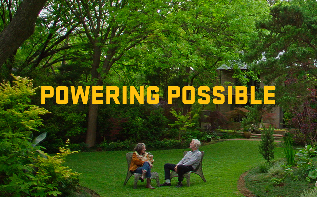 powering possible: man and woman siting