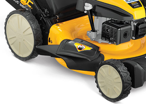 close up view of cub cadet walk behind mower